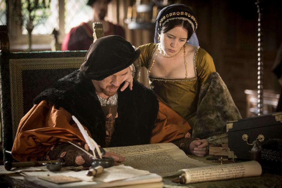 Damien Lewis as Henry VIII, and Claire Foy as Anne Boleyn in Wolf Hall (BBC/Company Productions Ltd)