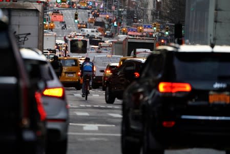 FILE PHOTO: Traffic is pictured at twilight along 2nd Ave. in Manhattan