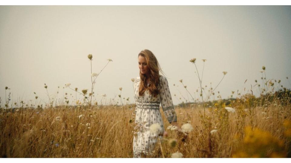 Kate Middleton walks through wild flowers