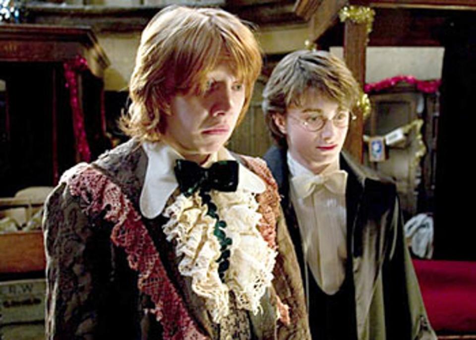 Daniel Radcliffe and Rupert Grint both as teenagers in The Goblet of Fire.: 