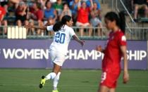 Oct 7, 2018; Cary, NC, USA; United States defender Hailie Mace (20) celebrates a goal during the first half of a 2018 CONCACAF Women's Championship soccer match against Panama at Sahlen's Stadium. Rob Kinnan-USA TODAY Sports