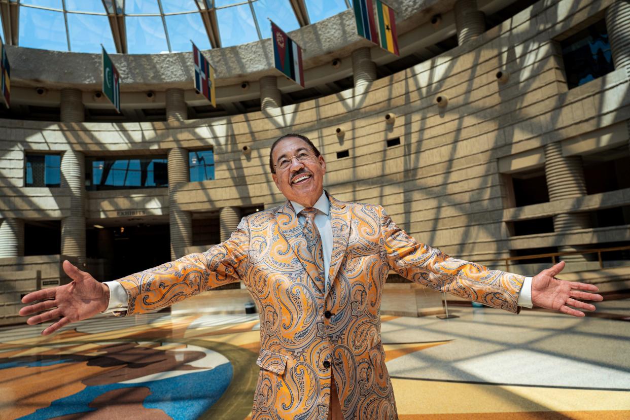 Retired judge Craig Strong stands in the atrium of the Charles H. Wright Museum of African American History in Detroit on Thursday, June 2, 2022. Strong's wardrobe is known across the city and country, as he has been photographed with many celebrities throughout the year. However, the charismatic Judge Strong has always had a serious side rooted in charity and service. In retirement, he remains committed to uplifting Detroit and one of his lifelong causes is the Charles H. Wright Museum.