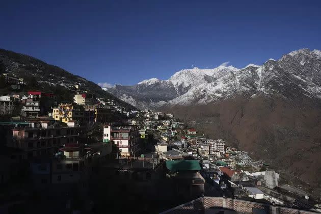 Joshimath town is seen along side snow capped mountains, in India's Himalayan mountain state of Uttarakhand, Jan. 21. 