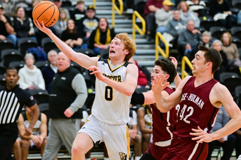 The College of Wooster's Ashton Price drives the line against Rose-Hulman Institute of Technology.