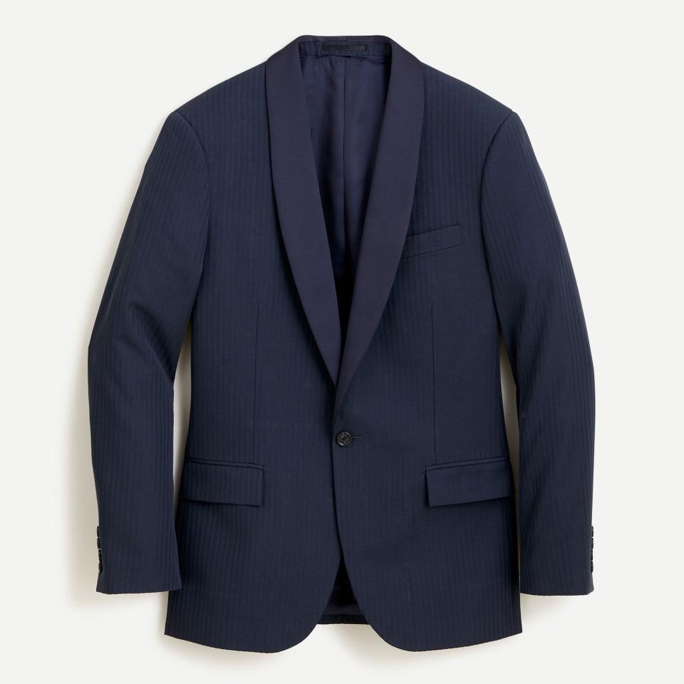 J.Crew Ludlow Slim-Fit Tuxedo Jacket in Italian Wool-Cotton Seersucker