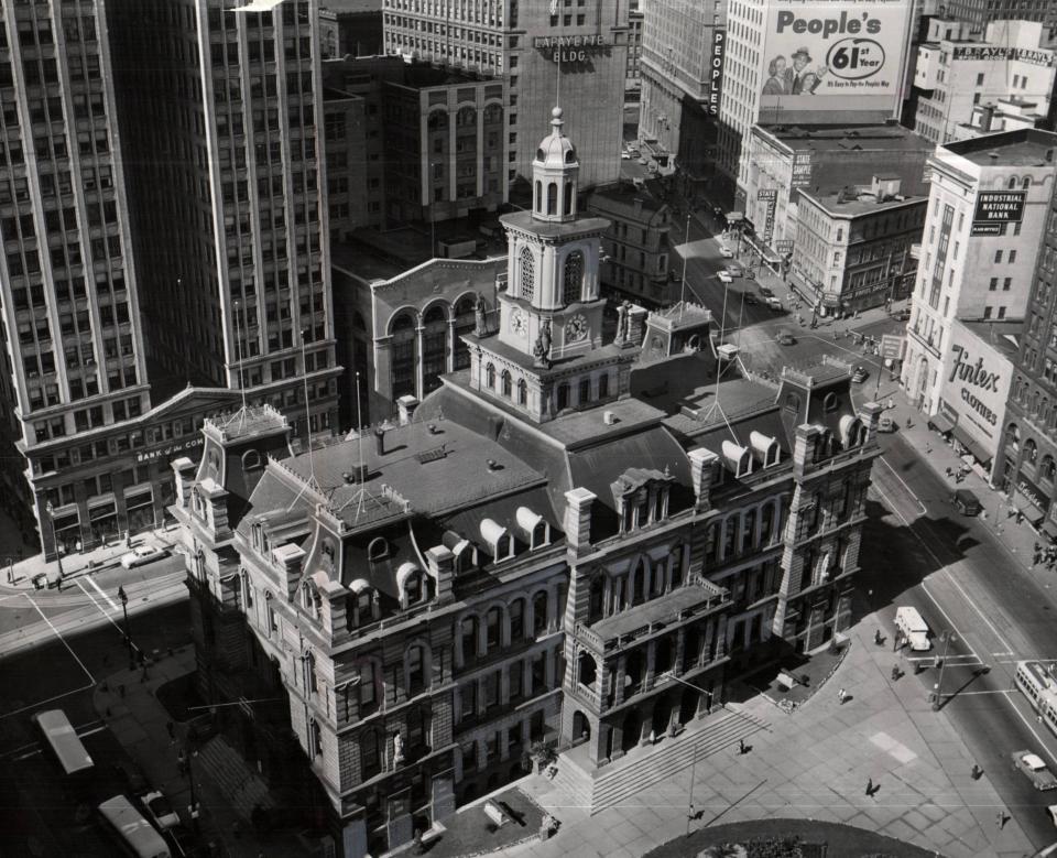 A view of Detroit's Old City Hall, which opened on Campus Martius in 1871. It was torn down in 1961.