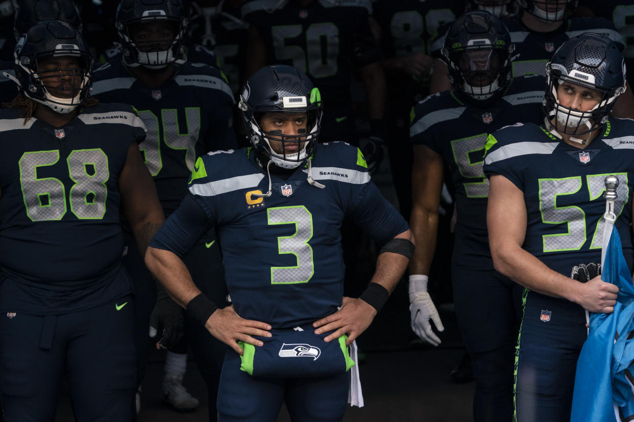 Seattle Seahawks quarterback Russell Wilson wore jersey No. 3 for 10 NFL seasons. (AP Photo/Stephen Brashear)
