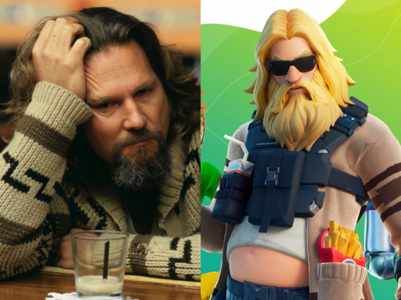 One of the new 'Fortnite' character skins bears a resemblance to Jeff Bridge's famous slacker (Universal Pictures/Epic Games)