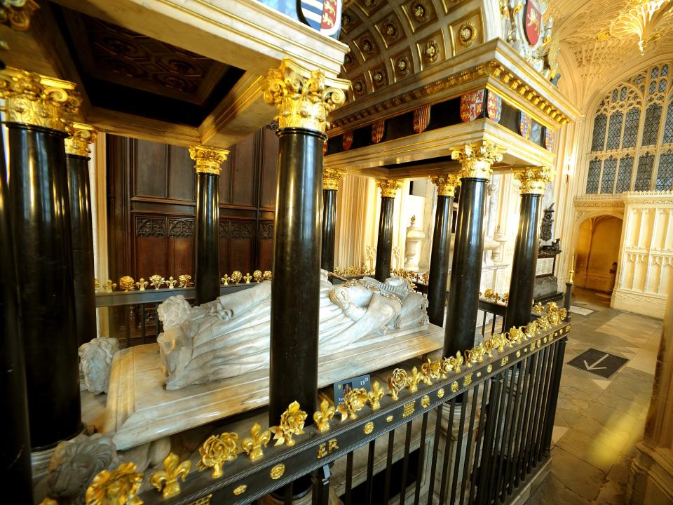 The tomb of Queen Elizabeth I in Westminster Abbey.