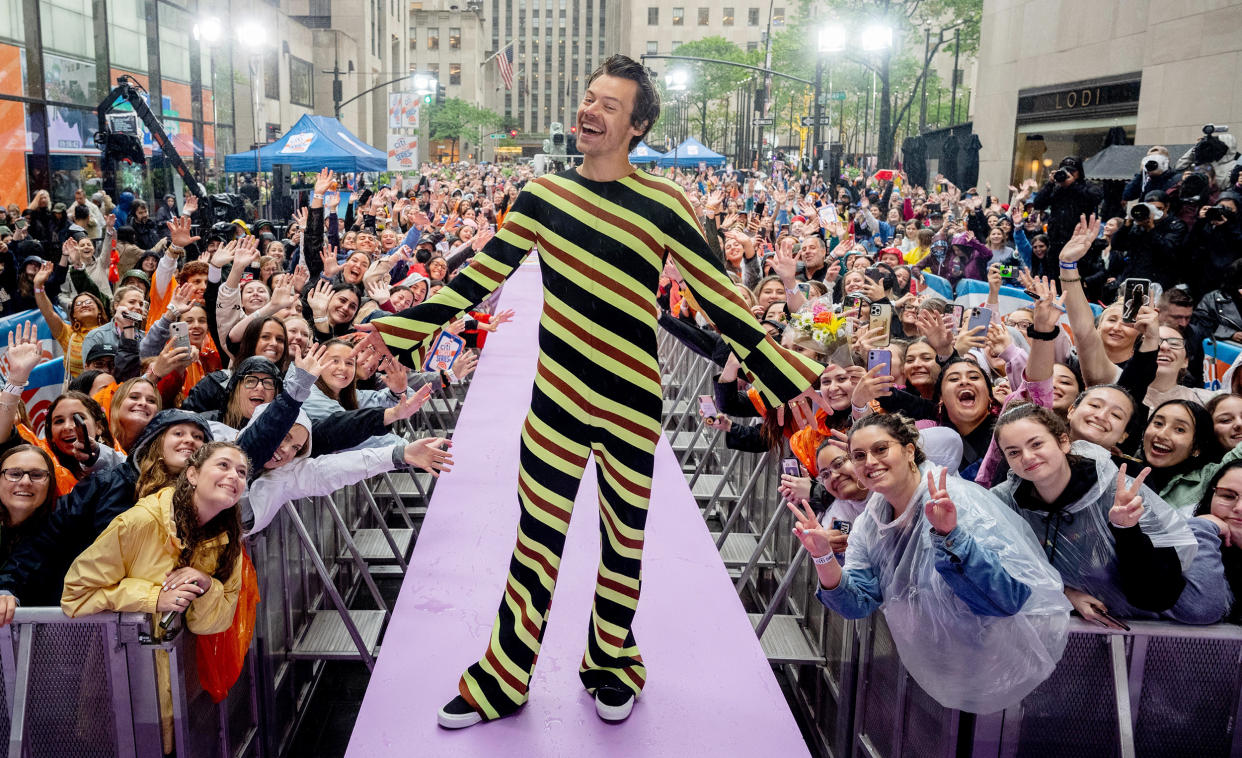 Harry Styles took the stage on the TODAY plaza for the Citi Concert Series on May 19, 2022. (Kara Birnbaum / TODAY)