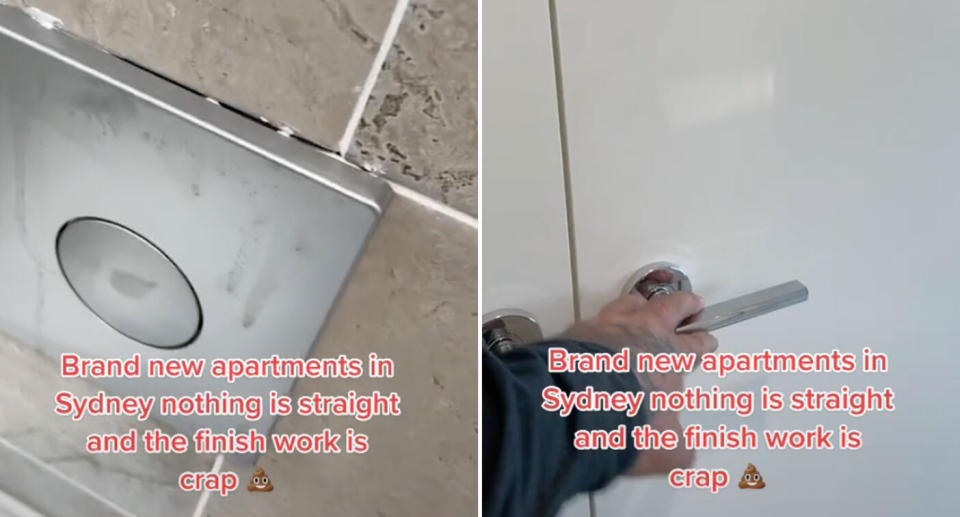 The tradie shows viewers problems in the bathroom and the door handles. 