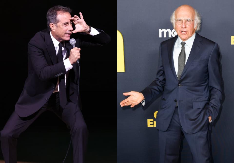 Jerry Seinfeld, left, has joined the ranks of the billionaire class, but Larry David will have to settle for having a reported net worth of $400 million to $450 million.