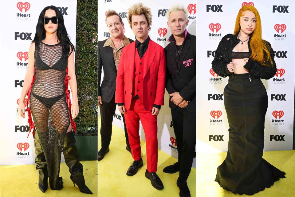 <p>Gilbert Flores/Billboard via Getty (2); Kevin Mazur/Getty</p> Katy Perry, Green Day and Ice Spice
