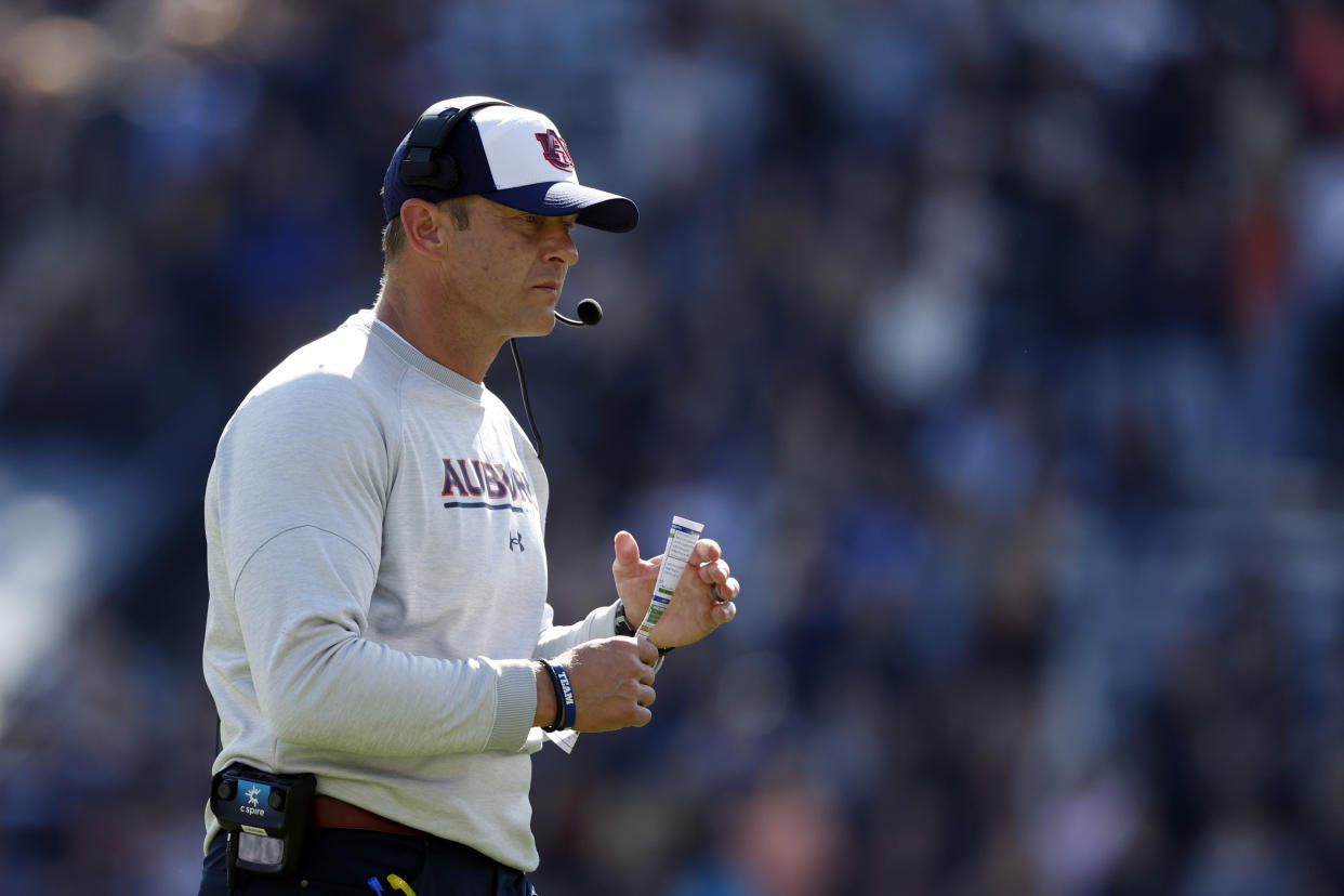 Auburn fired head coach Bryan Harsin on Monday after the team stumbled to a 3-5 record. (AP Photo/Butch Dill)