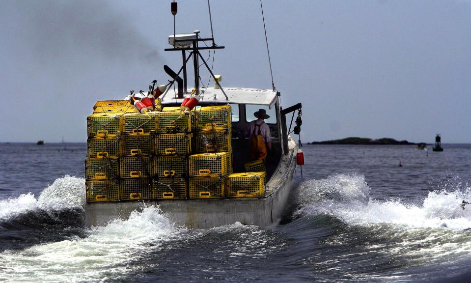 A  Maine lobsterman heads out to sea to set his traps near Cundy's Harbor, Maine,  in this August 2007 file photo.