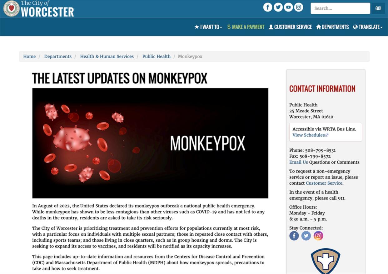 Worcester has launched a webpage with information about monkeypox.