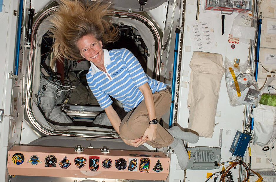 Karen Nyberg floats aboard the International Space Station during a long-duration stay in 2013. / Credit: NASA