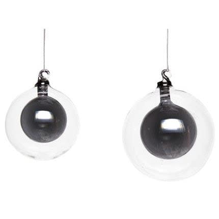Black Set Of 2 Christmas Glass Bauble Within A Bauble - Credit: Hubsch