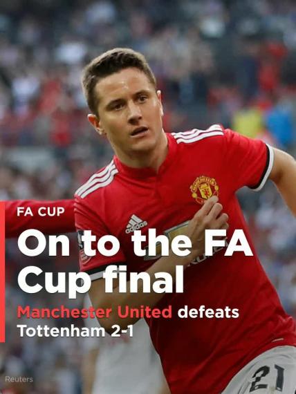 Manchester United is on to FA Cup final with 2-1 win over Tottenham