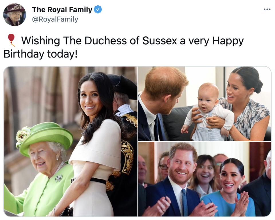 The Queen&#x002019;s birthday post for Meghan.