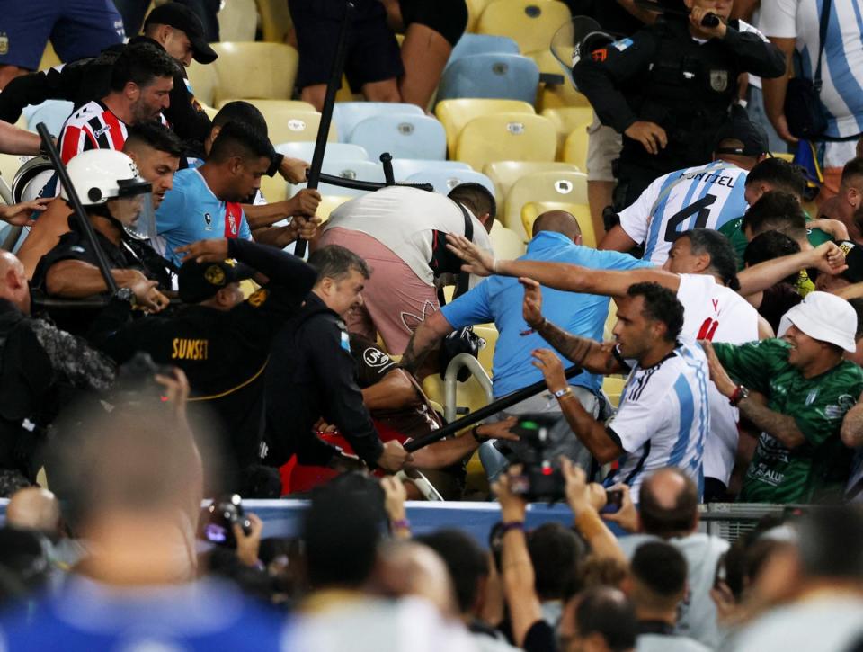 Police clashed with fans before the game (REUTERS)