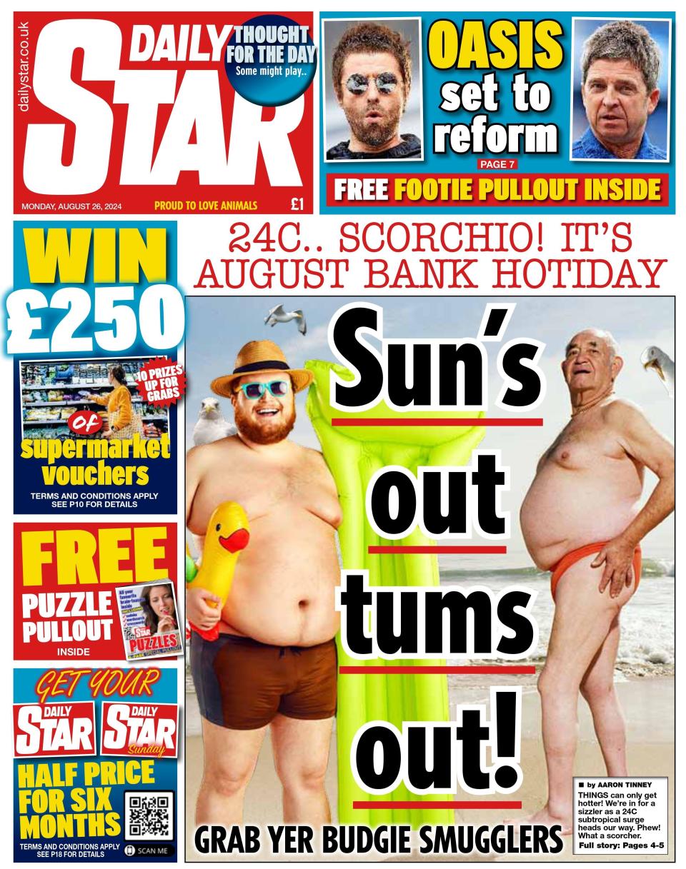 And the Daily Star suggests that the 24C temperatures expected in parts of the UK on Bank Holiday Monday are the perfect time to don a pair of sunglasses and "catch your parakeet smugglers". 