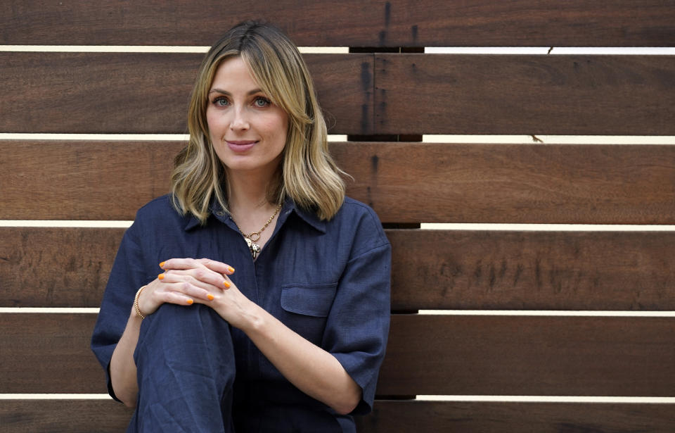 Author Jessica Knoll poses for a portrait at her Los Angeles home on Friday, Sept. 15, 2023, to promote her novel, "Bright Young Things." (AP Photo/Chris Pizzello)