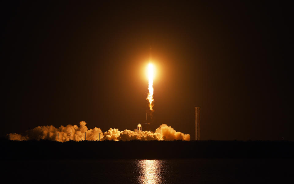 CAPE CANAVERAL, FLORIDA, UNITED STATES - JULY 28: A SpaceX Falcon Heavy rocket carrying the Jupiter 3 satellite lifts off from pad 39A at the Kennedy Space Center on July 28, 2023 in Cape Canaveral, Florida. The satellite, built by Maxar Technologies for Hughes Network Systems, is the largest commercial communications satellite ever to  launch into geostationary orbit. (Photo by Paul Hennesy/Anadolu Agency via Getty Images)