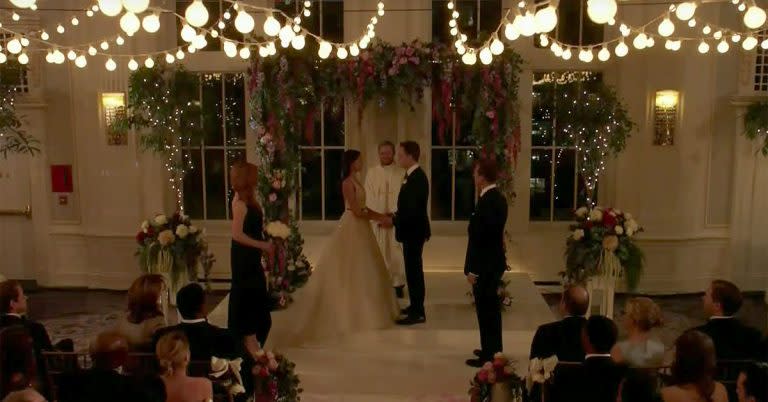 Suits wedding scene