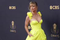 Kaley Cuoco arrives at the 73rd Primetime Emmy Awards on Sunday, Sept. 19, 2021, at L.A. Live in Los Angeles. (AP Photo/Chris Pizzello)