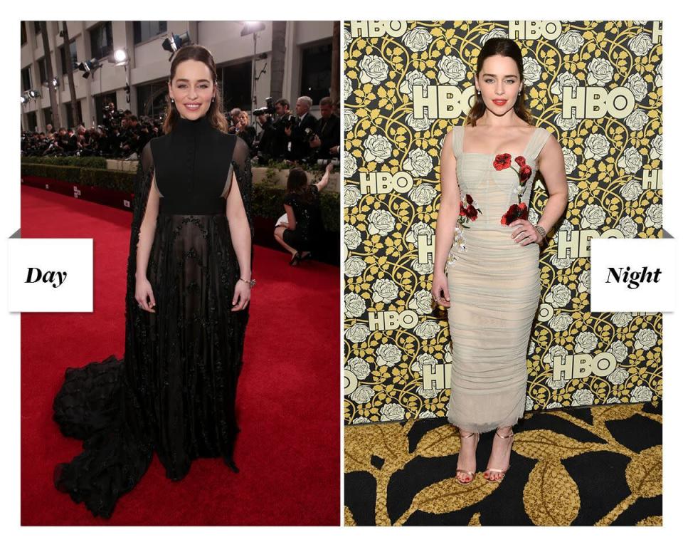 Emilia Clarke attends the 2016 Golden Globes and after-party.