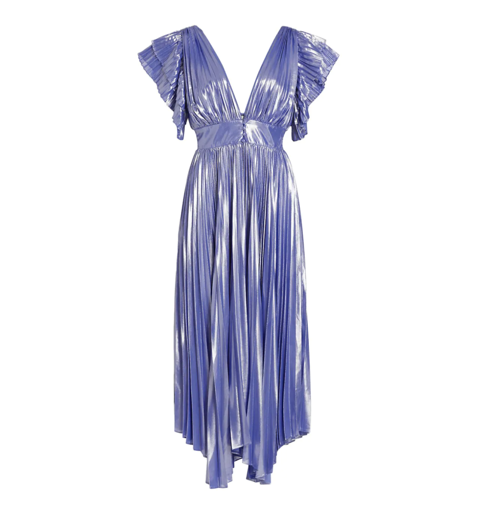 Niesha Glossy Pleated Midi Dress