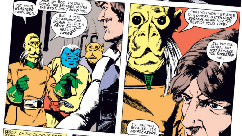 The original Marvel Comics version of Jabba the Hutt was a yellow alien with very impressive facial hair.