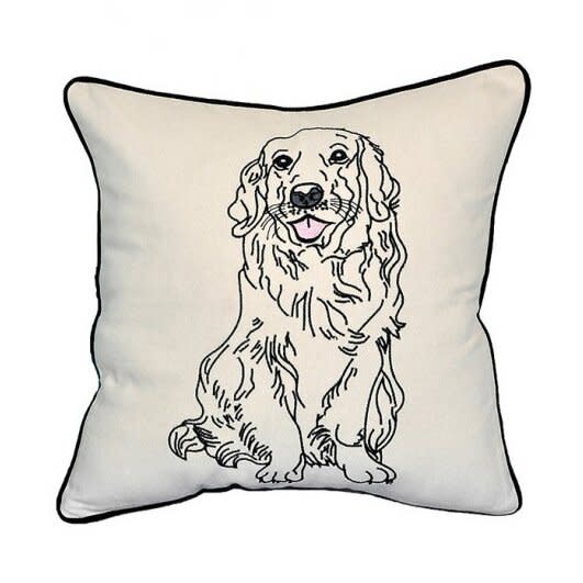 Dog Embroidered Throw Pillow