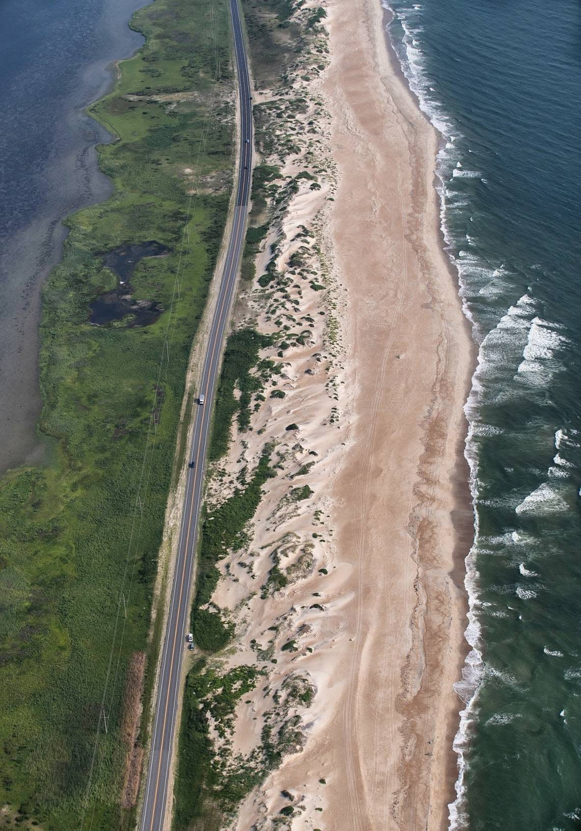 A segment NC 12 in the Pea Island National Wildlife Refuge on the Outer Banks.