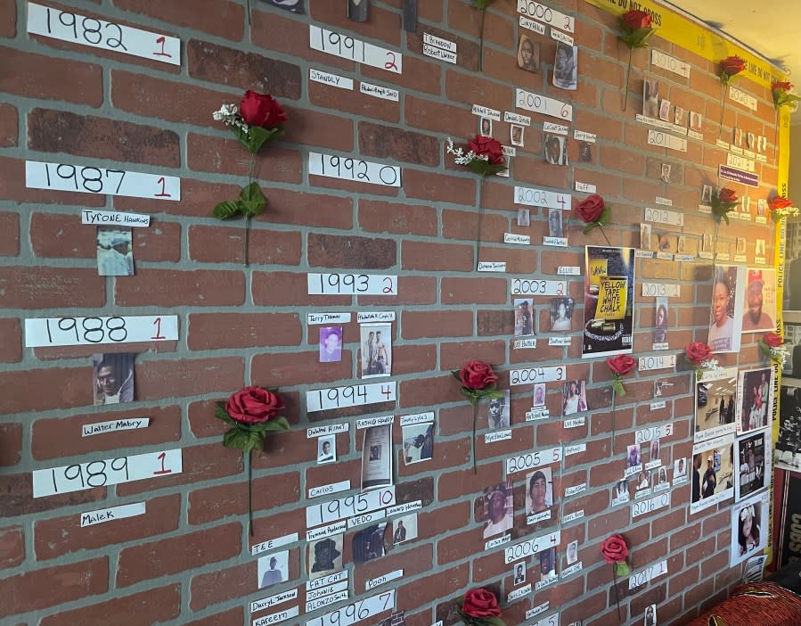 Gun violence victims are memorialized at C-Webb’s Safe Space in Washington. (Photo Credit: Josiah Bates)