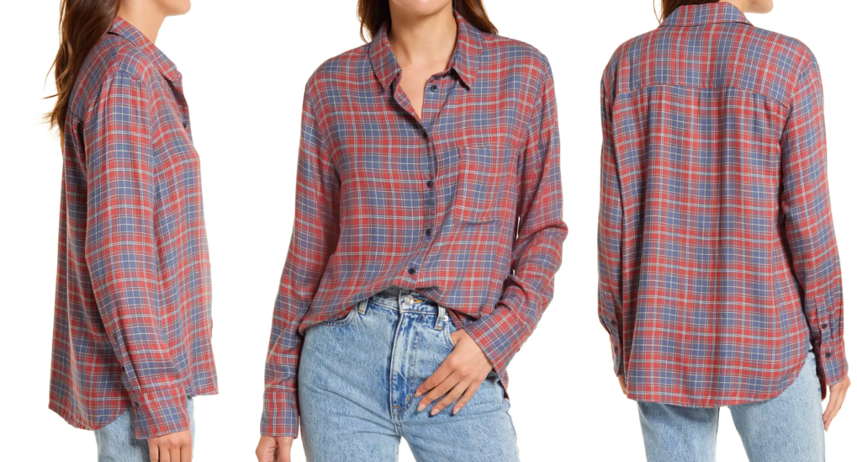 Shoppers are loving the $75 Treasure & Bond Plaid Boyfriend Shirt. Images via Nordstrom.