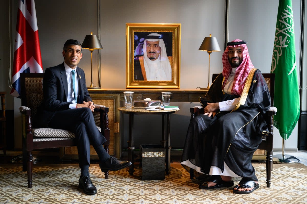 Prime Minister Rishi Sunak (left) and Crown Prince Mohammed bin Salman of Saudi Arabia (Leon Neal/PA) (PA Wire)