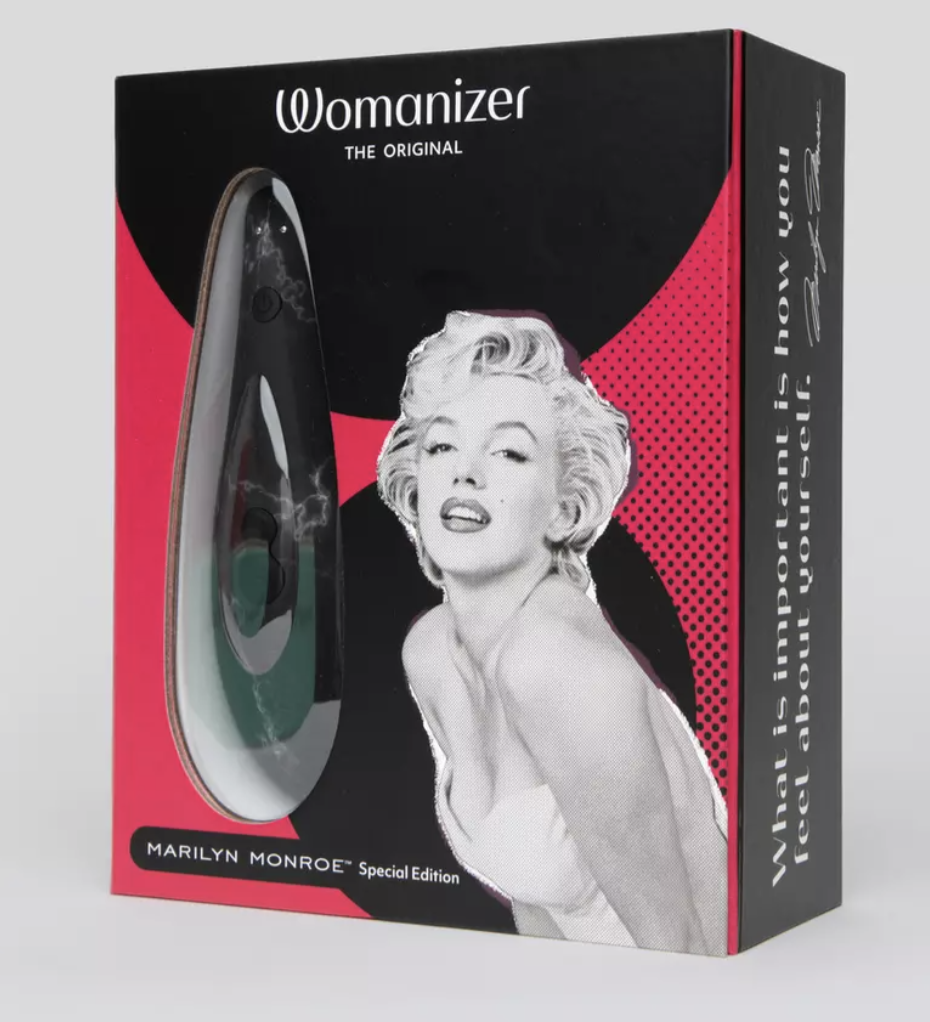 Box of the Womanizer x Marilyn Monroe Special Edition clitoral stimulator