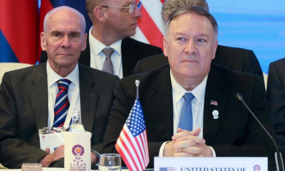 Michael McKinley and Mike Pompeo during a meeting in Bangkok, Thailand 1 August 2019.