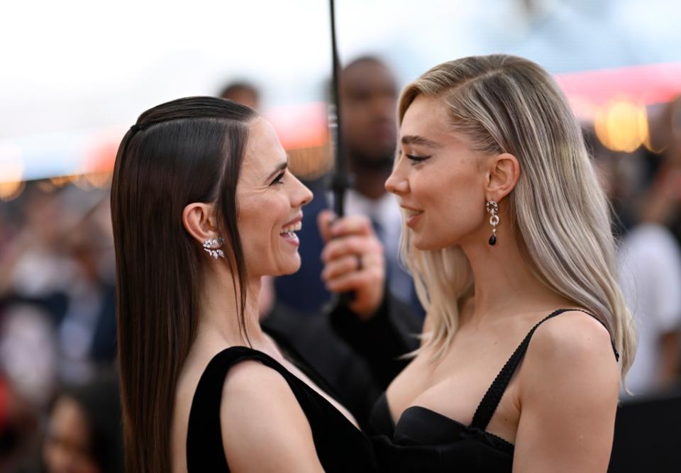 LONDON, ENGLAND - JUNE 22: Hayley Atwell and Vanessa Kirby attend the UK Premiere of "Mission: Impossible - Dead Reckoning Part One" presented by Paramount Pictures and Skydance at Odeon Luxe Leicester Square on June 22, 2023 in London, England. (Photo by Gareth Cattermole/Getty Images for Paramount Pictures)