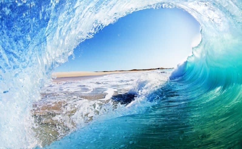 Darren Longbottom, of Reynella in South Australia, won second place for his photograph of a wave breaking at Bateman Bay Beach, near Coral Bay.