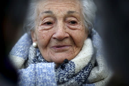 Ascension Mendieta, daughter of Timoteo Mendieta, who was shot in 1939, attends the exhumation of her father's remains at Guadalajara's cemetery, Spain, January 19, 2016. REUTERS/Juan Medina