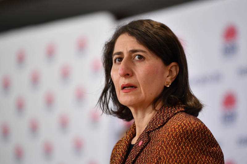 NSW Premier Gladys Berejiklian speaks to the media during a press conference in Sydney.