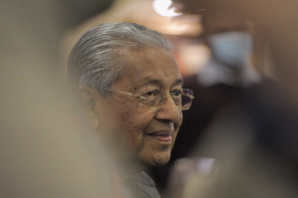 Pejuang chairman Tun Mahathir Mohamad speaks to the media during a press conference at Perdana Leadership Foundation in Putrajaya January 7, 2021. — Picture by Shafwan Zaidon