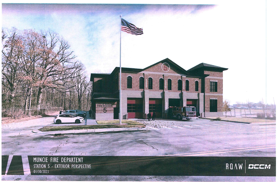 An artist's rendering of a new Fire Station No. 5 along Tillotson Avenue that Mayor Dan Ridenour plans to build this year. The mayor announced his intention to build two new fire stations during his State of the City speech earlier this month. The other fire station to be replaced is No. 6 at McCulloch Park along Martin Luther King Jr. Boulevard. Ridenour told the Star Press the total cost of the two station is estimated at about $15 million and will require a bond issue to be paid back with Economic Development Income Tax revemue.