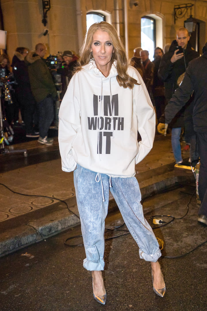 Celine Dion ahead of a photoshoot in Paris