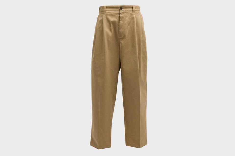 Maison Margiela chino pants with flannel back, $1,170 at <a href="https://www.neimanmarcus.com/p/maison-margiela-mens-pleated-chino-pants-with-flannel-back-prod263430229?" rel="nofollow noopener" target="_blank" data-ylk="slk:Neiman Marcus;elm:context_link;itc:0;sec:content-canvas" class="link ">Neiman Marcus</a>