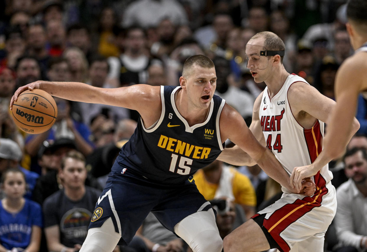 Nikola Jokic (15) of the Denver Nuggets had a big scoring night in Game 2, but his team lost. (Photo by AAron Ontiveroz/The Denver Post)