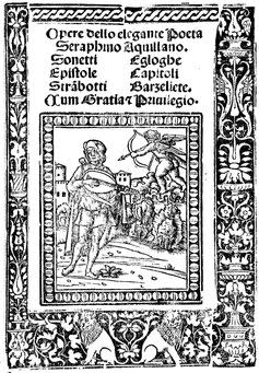 <span class="caption">Serafino sings with lute while under attack by Cupid, title page, 1510 poetry anthology.</span> <span class="attribution"><span class="source">Fondation Barbier-Mueller pour l'étude de la Poésie Italienne de la Renaissance.</span>, <a class="link " href="http://creativecommons.org/licenses/by/4.0/" rel="nofollow noopener" target="_blank" data-ylk="slk:CC BY;elm:context_link;itc:0;sec:content-canvas">CC BY</a></span>